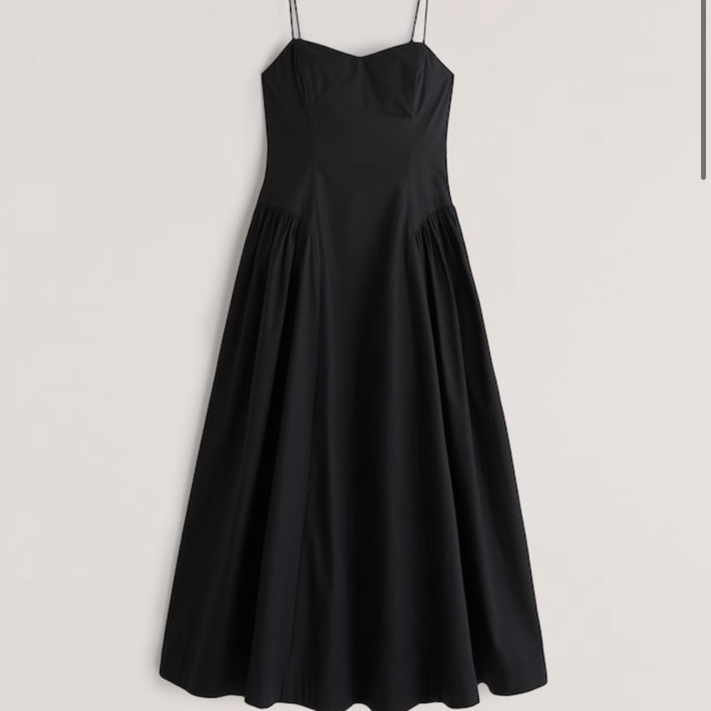 Abercrombie & Fitch black Dropped Waist Corset Midi Dress